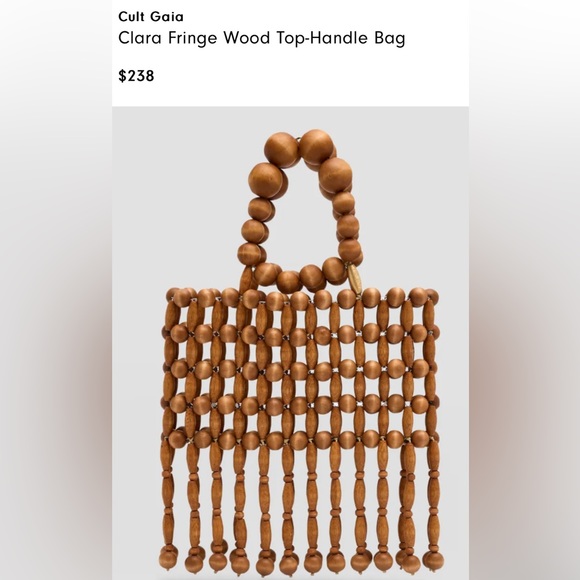 cult gaia Handbags - Cult Gaia Clara fringe wood top-handle bag